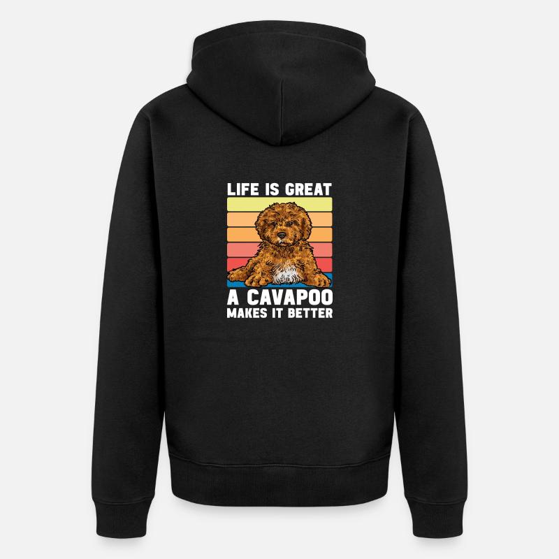 Cavapoo Cavoodle Capoodle Dog - Unisex Premium Organic Zip Hoodie - black