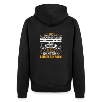 Erheben sie sich, der Rentner betritt den Raum - Unisex Premium Bio Zip Hoodie - Schwarz - Hinten - Nico (187cm)