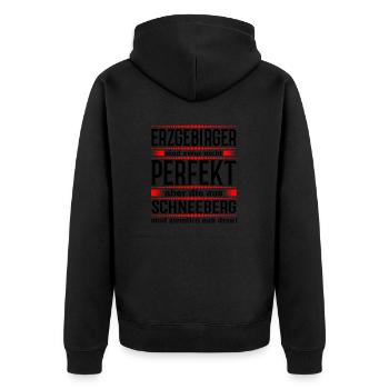 Erzgebirge Schneeberg - Unisex Premium Bio Zip Hoodie - Schwarz - Hinten - Nico (187cm)
