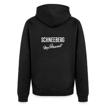 Schneeberg mei Haamit - Unisex Premium Bio Zip Hoodie - Schwarz - Hinten - Nico (187cm)