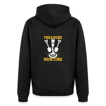 Metaldetektor Schatzsucher Schatzsuche - Unisex Premium Bio Zip Hoodie - Schwarz - Hinten - Nico (187cm)