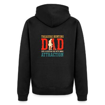 Metaldetektor Schatzsucher Schatzsuche - Unisex Premium Bio Zip Hoodie - Schwarz - Hinten - Nico (187cm)