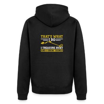 Metaldetektor Schatzsucher Schatzsuche - Unisex Premium Bio Zip Hoodie - Schwarz - Hinten - Nico (187cm)