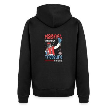 Magnetfischer Magnetangeln Schatzsuche - Unisex Premium Bio Zip Hoodie - Schwarz - Hinten - Nico (187cm)