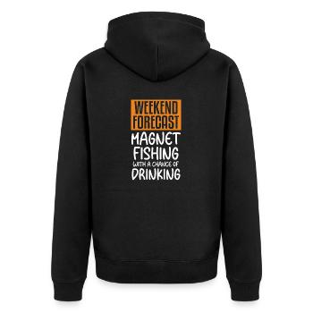 Magnetfischer Magnetangeln Schatzsuche - Unisex Premium Bio Zip Hoodie - Schwarz - Hinten - Nico (187cm)