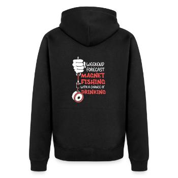Magnetfischer Magnetangeln Schatzsuche - Unisex Premium Bio Zip Hoodie - Schwarz - Hinten - Nico (187cm)