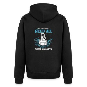 Magnetfischer Magnetangeln Schatzsuche - Unisex Premium Bio Zip Hoodie - Schwarz - Hinten - Nico (187cm)