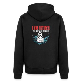 Magnetfischer Magnetangeln Schatzsuche - Unisex Premium Bio Zip Hoodie - Schwarz - Hinten - Nico (187cm)