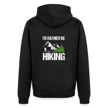I d rather be Hiking - Unisex Premium Bio Zip Hoodie - Schwarz - Hinten - Nico (187cm)