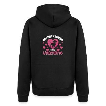 Mon teckel est mon chiot de la Saint-Valentin La Saint-Valentin - Veste à capuche bio Premium Unisexe - noir - Dos - Nico (187cm)