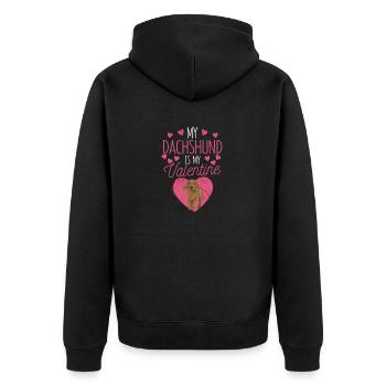Chiot Saint-Valentin Amoureux des chiens Mon teckel est - Veste à capuche bio Premium Unisexe - noir - Dos - Nico (187cm)