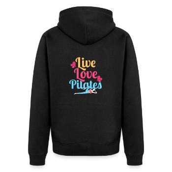 Live Love Pilates Fitness Exercice - Veste à capuche bio Premium Unisexe - noir - Dos - Nico (187cm)