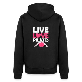 Live Love Pilates Exercice Fitness - Veste à capuche bio Premium Unisexe - noir - Dos - Nico (187cm)