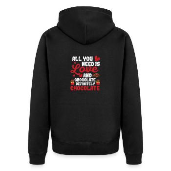 Tout ce dont vous avez besoin, c’est d’amour et de chocolat - Veste à capuche bio Premium Unisexe - noir - Dos - Nico (187cm)
