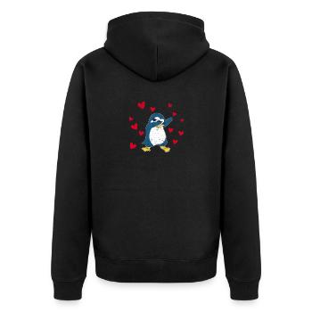 Tupfen Pinguin Herz Valentinstag Zoo Tier Vogel - Unisex Premium Bio Zip Hoodie - Schwarz - Hinten - Nico (187cm)