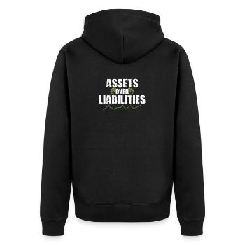 Assets Over Liabilities Cool Accounting CPA Pun - Unisex Premium Organic Zip Hoodie - black - Back - Nico (187cm)