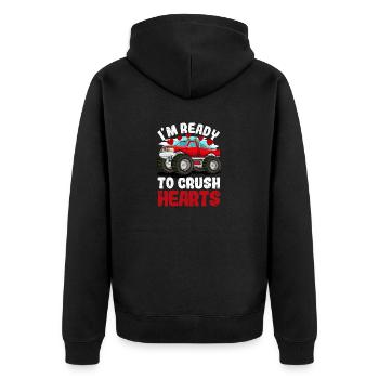 Ich bin bereit, Herzen zu zerquetschen Monster - Unisex Premium Bio Zip Hoodie - Schwarz - Hinten - Nico (187cm)