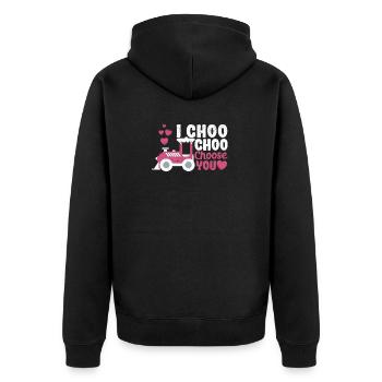 I Choo Choo Choose You Valentine's Day Train Lover - Unisex Premium Organic Zip Hoodie - black - Back - Nico (187cm)