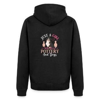 Just A Girl Who Loves Pottery And Dogs Ceramic - Unisex Premium Bio Zip Hoodie - Schwarz - Hinten - Nico (187cm)