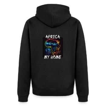 Africa, my Home 4 - Unisex Premium Bio Zip Hoodie - Schwarz - Hinten - Nico (187cm)