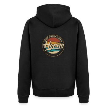 Herne Echte Legenden leben in Herneer - Unisex Premium Bio Zip Hoodie - Schwarz - Hinten - Nico (187cm)