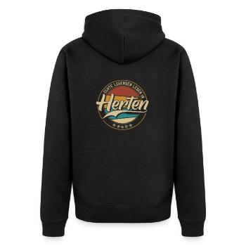 Herten Echte Legenden leben in Hertener - Unisex Premium Bio Zip Hoodie - Schwarz - Hinten - Nico (187cm)