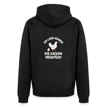 Ich liebe Hühner - Unisex Premium Bio Zip Hoodie - Schwarz - Hinten - Nico (187cm)