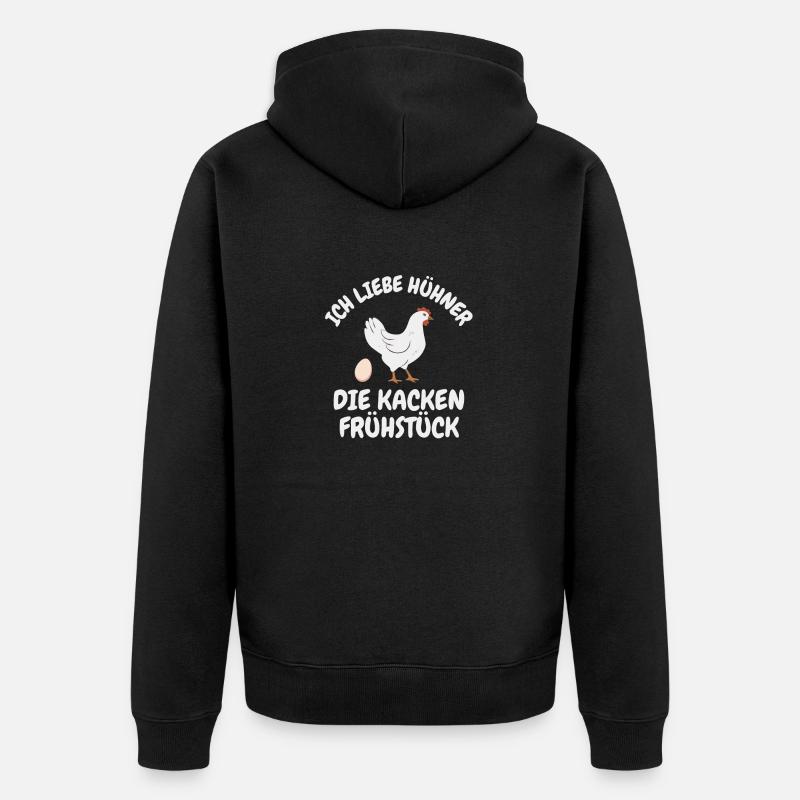 Ich liebe Hühner - Unisex Premium Bio Zip Hoodie - Schwarz
