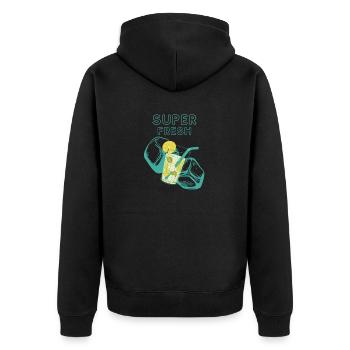 Super fresh Summer Design - Unisex Premium Bio Zip Hoodie - Schwarz - Hinten - Nico (187cm)
