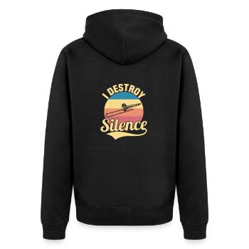 I Destroy Silence Trombone Player Marching Band Tr - Unisex Premium Organic Zip Hoodie - black - Back - Nico (187cm)