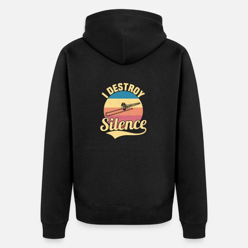 I Destroy Silence Trombone Player Marching Band Tr - Unisex Premium Bio Zip Hoodie - Schwarz