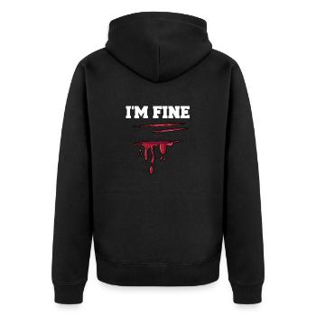 I'm Fine with Blood Sarcastic Design - Unisex Premium Organic Zip Hoodie - black - Back - Nico (187cm)
