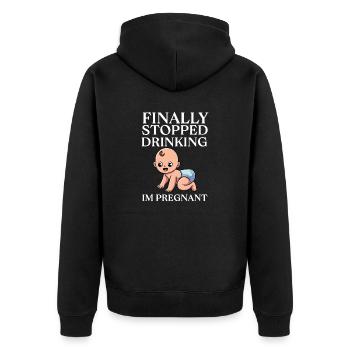 Drôle a finalement arrêté de boire Je suis enceinte - Veste à capuche bio Premium Unisexe - noir - Dos - Nico (187cm)