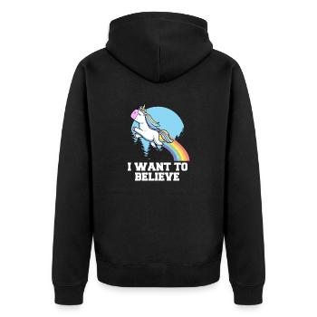 Je veux croire Licorne mignonne avec Rainbow Design - Veste à capuche bio Premium Unisexe - noir - Dos - Nico (187cm)