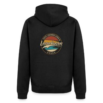 Leverkusen Echte Legenden leben in Leverkusener - Unisex Premium Bio Zip Hoodie - Schwarz - Hinten - Nico (187cm)