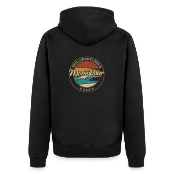 Montabaur Echte Legenden leben in Montabaurer - Unisex Premium Bio Zip Hoodie - Schwarz - Hinten - Nico (187cm)