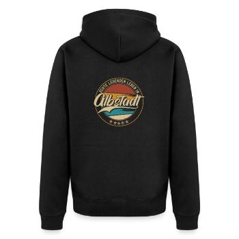 Albstadt Echte Legenden leben in Albstadter - Unisex Premium Bio Zip Hoodie - Schwarz - Hinten - Nico (187cm)