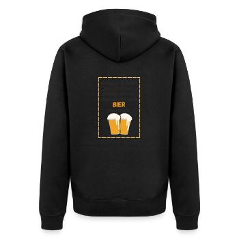 Bier statt Kopfsalat - Unisex Premium Bio Zip Hoodie - Schwarz - Hinten - Nico (187cm)