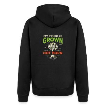 Veganer Vegetarischer Gärtner und Veganes Essen - Unisex Premium Bio Zip Hoodie - Schwarz - Hinten - Nico (187cm)