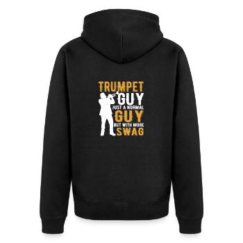 Trumpet Guy Just a Normal Guy But With More Swag P - Unisex Premium Bio Zip Hoodie - Schwarz - Hinten - Nico (187cm)