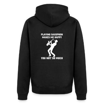 Saxophone Saxophonist Instrument Saxophone Music - Unisex Premium Organic Zip Hoodie - black - Back - Nico (187cm)