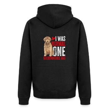 Goldendoodle Doodle Hund - Unisex Premium Bio Zip Hoodie - Schwarz - Hinten - Nico (187cm)