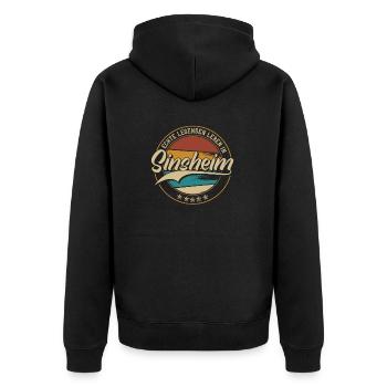 Sinsheim Echte Legenden leben in Sinsheimer - Unisex Premium Bio Zip Hoodie - Schwarz - Hinten - Nico (187cm)