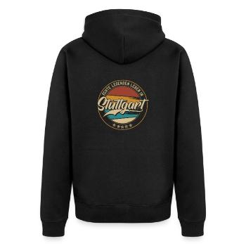 Stuttgart Echte Legenden leben in Stuttgarter - Unisex Premium Bio Zip Hoodie - Schwarz - Hinten - Nico (187cm)