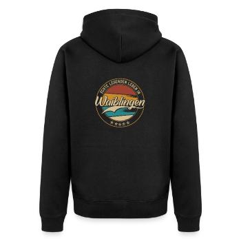 Waiblingen Echte Legenden leben in Waiblingener - Unisex Premium Bio Zip Hoodie - Schwarz - Hinten - Nico (187cm)