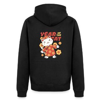 Vietnamesisches Neujahr Katze 2023 I Geschenk - Unisex Premium Bio Zip Hoodie - Schwarz - Hinten - Nico (187cm)
