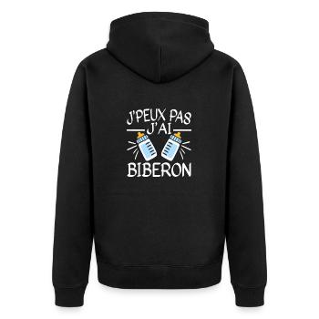 Je Peux pas J'Ai Biberon Bébé Humour - Veste à capuche bio Premium Unisexe - noir - Dos - Nico (187cm)