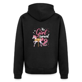 Karussell-geburtstagsfeier Dieses Mädchen Wurde 2 - Unisex Premium Bio Zip Hoodie - Schwarz - Hinten - Nico (187cm)