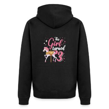 Karussell-geburtstagsfeier Dieses Mädchen Wurde 3 - Unisex Premium Bio Zip Hoodie - Schwarz - Hinten - Nico (187cm)