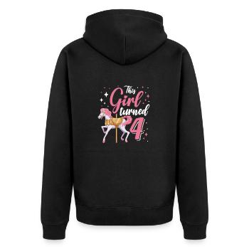 Karussell-geburtstagsfeier Dieses Mädchen Wurde 4 - Unisex Premium Bio Zip Hoodie - Schwarz - Hinten - Nico (187cm)